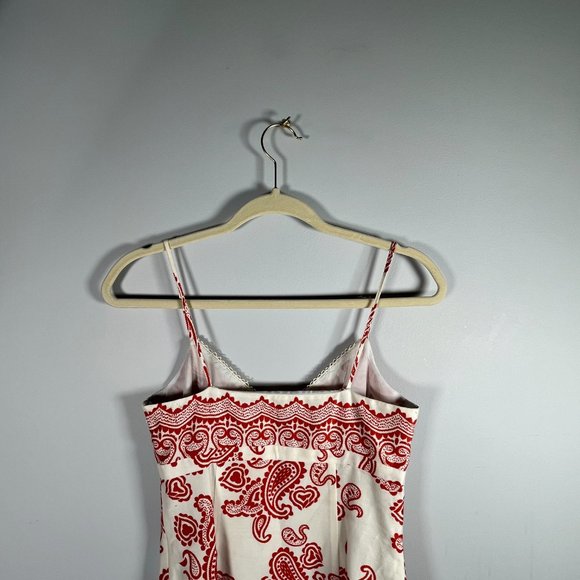 Ann Taylor Paisley Dress Red/White Spaghetti Straps Mini 100% Cotton Size 0P - Picture 8 of 8